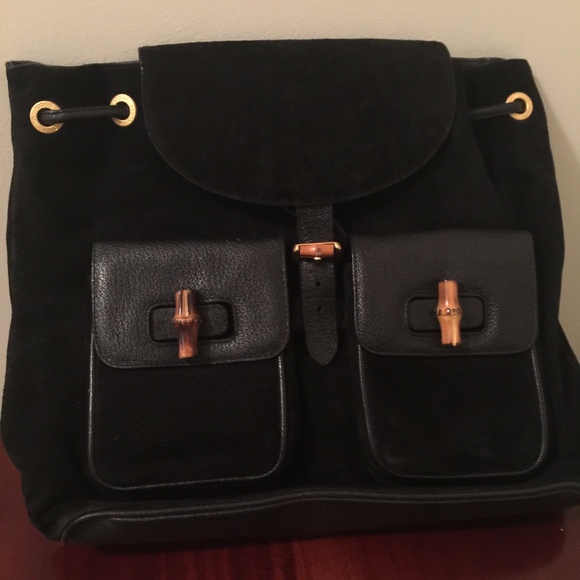 Vintage Gucci Bamboo Suede Backpack main image 4